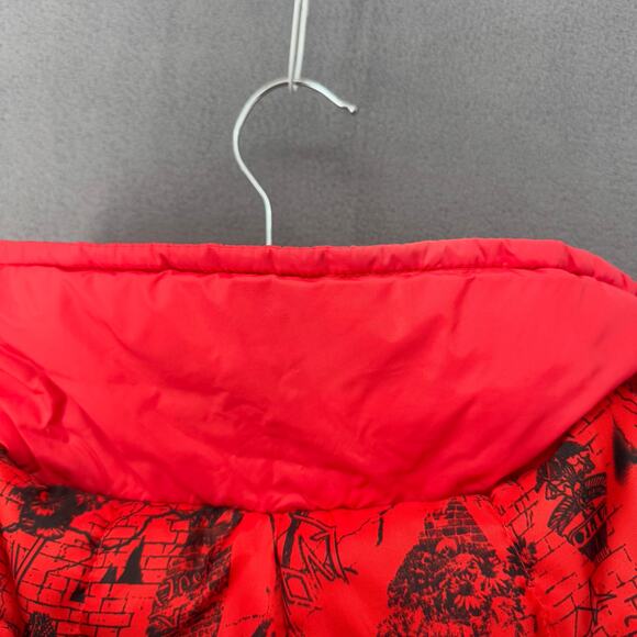 Volcom Hot Mittes Long Puffer Jacket 3/4 Length Large 14 Faux Fur Hood Red - Picture 11 of 14